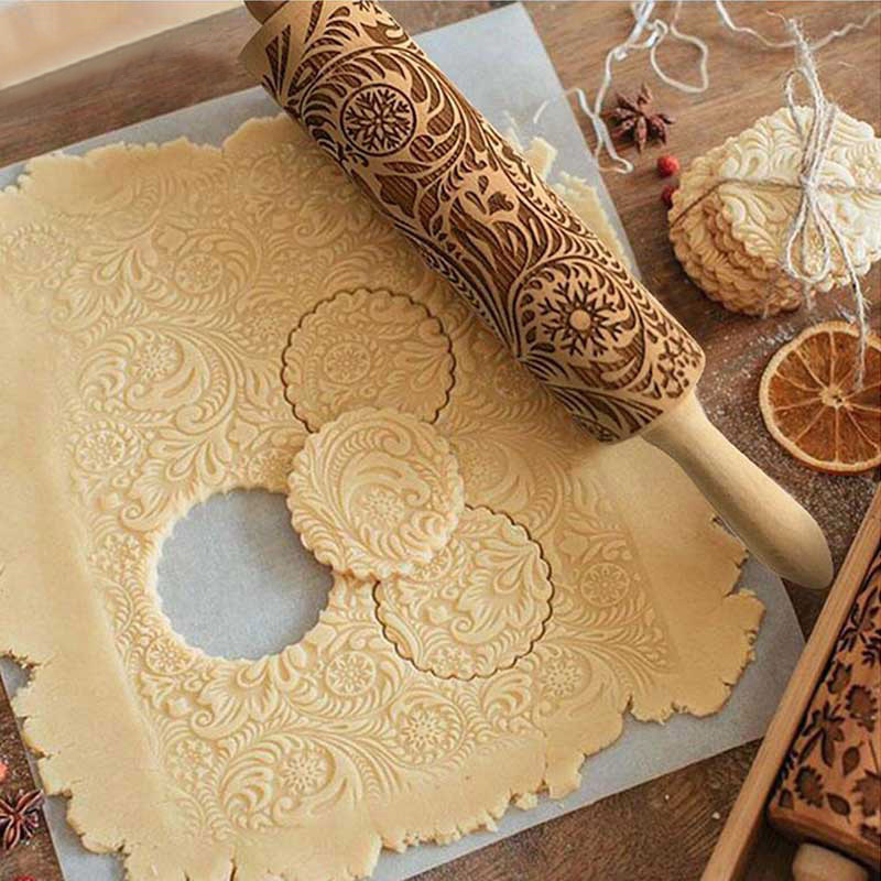 Kitchen Roller Baking - 1PC Embossing Engraved Rolling Pin Baking