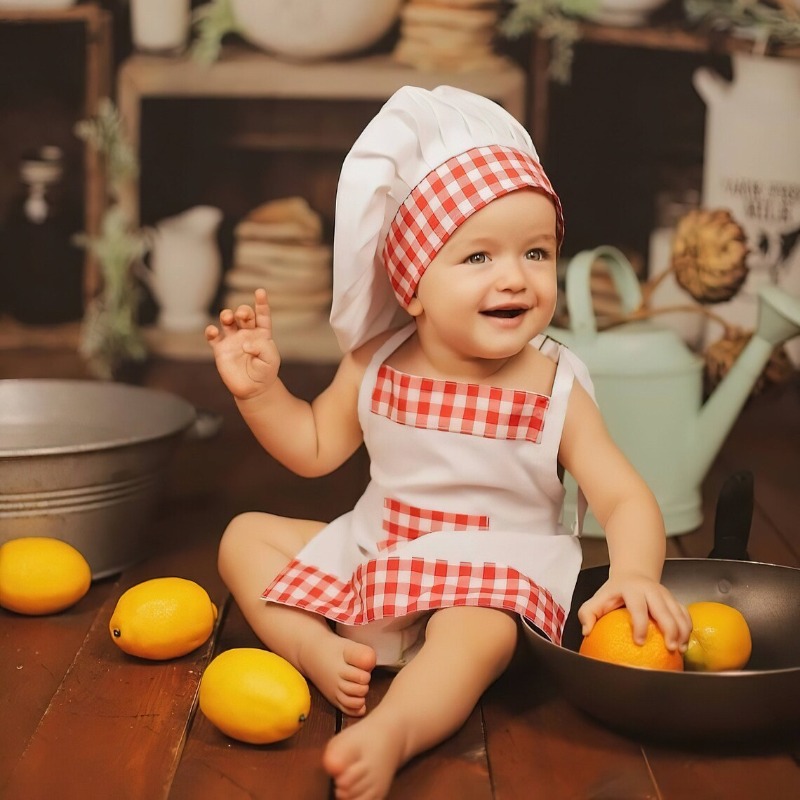 Kids Chef Apron Hat Set Childr - Kitchen Kids Baking Set 评论和价格